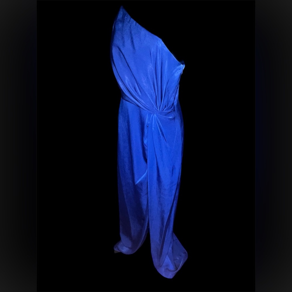 Liv Foster Asymmetrical Charmeuse Side Slit Evening Gown, Royal Blue, Sz 10, NWT - Picture 13 of 16